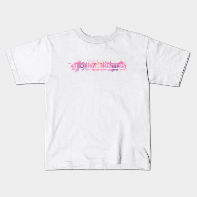 Shadowhunters logo / The Mortal Instruments - voids and outline splashes (pink watercolour) - Clary, Alec, Jace, Izzy, Magnus - Malec - Parabatai Kids T-Shirt by Vane22april